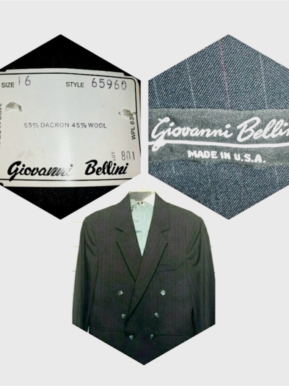 Double-Breasted Black Pinstripe Suit Jacket